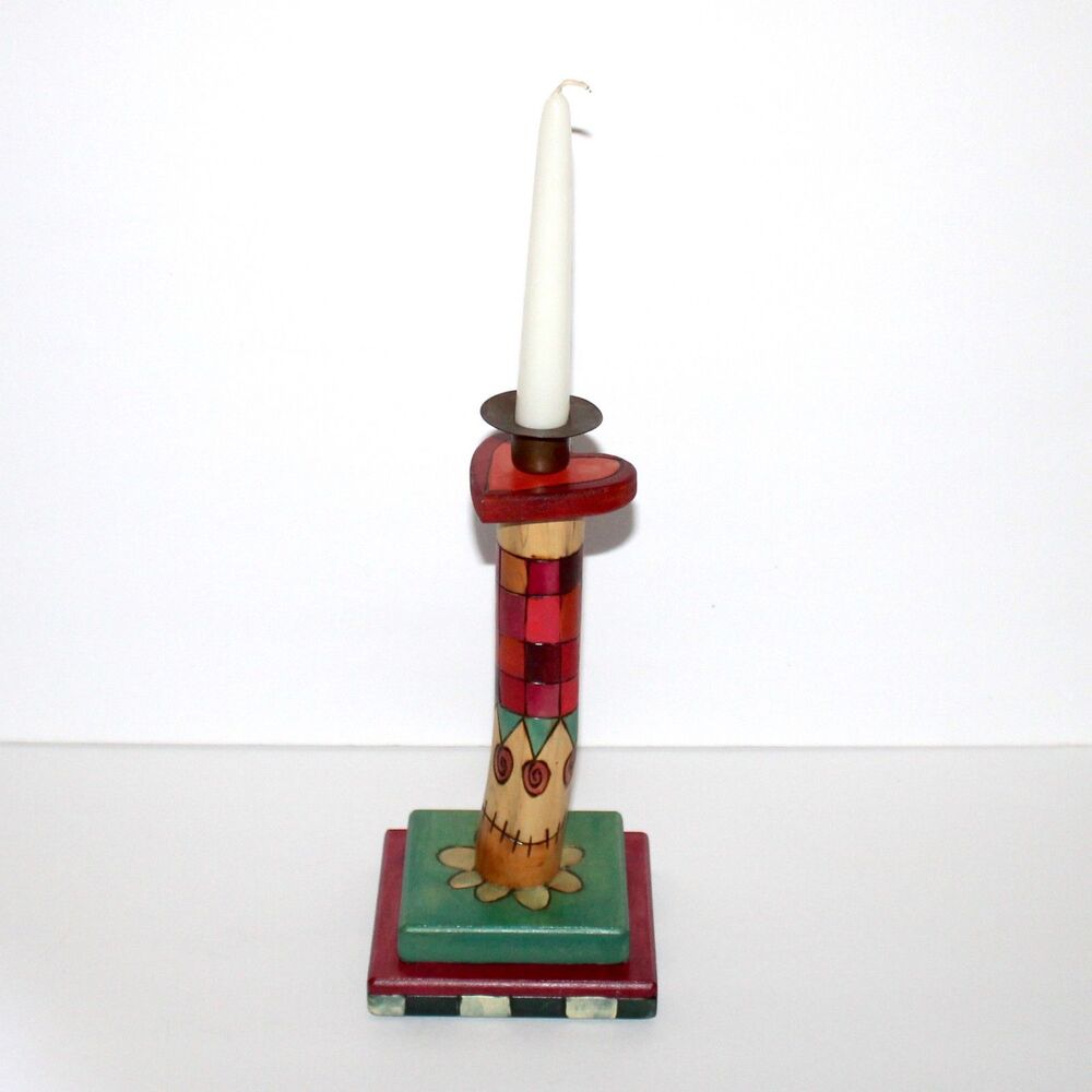 Sticks Des Moines Candle Holder heart Wood handmade folk boho